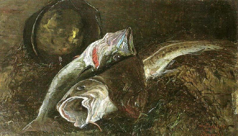 wilhelm von gegerfelt nature morte med fisk oil painting picture